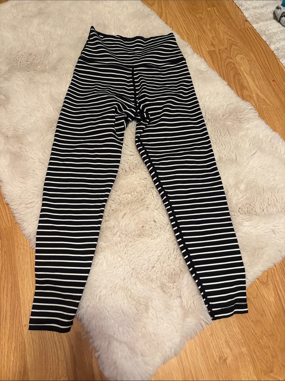 Glyder Black and White Striped Leggings